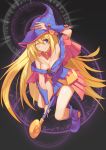  1girl bare_shoulders blonde_hair boots breasts cleavage dark_magician_girl duel_monster green_eyes hat highres long_hair one_eye_closed pentacle seinen solo wizard_hat yuu-gi-ou yuu-gi-ou_duel_monsters 