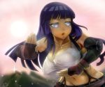  1girl black_hair breasts final_fantasy final_fantasy_vii fingerless_gloves gloves highres hyuuga_hinata large_breasts long_hair midriff naruto navel sakuama solo tifa_lockhart tifa_lockhart_(cosplay) 