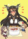  artist_request black_hair blush cake drooling fairy_(kantai_collection) food fork gloves headgear highres ice_cream kantai_collection long_hair multiple_girls nagato_(kantai_collection) red_eyes 