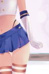  1girl absurdres black_panties close-up d10c2 elbow_gloves gloves head_out_of_frame highres kantai_collection legs long_hair navel panties shimakaze_(kantai_collection) skirt solo striped striped_legwear thigh-highs underwear white_gloves 