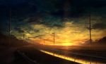  chain-link_fence clouds fence lamppost mks no_humans original power_lines scenery sky sunset transmission_tower 