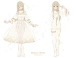  2girls bangs english full_body long_hair looking_at_viewer mia0309 multiple_girls no_pupils original simple_background standing white_background 