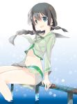  feet_in_water gradient gradient_background gradient_hair highres kantai_collection kitakami_(kantai_collection) midriff multicolored_hair no_panties remodel_(kantai_collection) smile soaking_feet water 