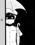  1boy admiral_(kantai_collection) comic hat highres jealous kantai_collection military military_uniform monochrome rain umbrella uniform yukichi_(eikichi) 