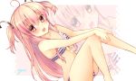  1girl ahoge angel_beats! bikini blush character_name chihio long_hair looking_at_viewer pink_eyes pink_hair solo striped striped_bikini striped_swimsuit swimsuit twintails two_side_up yui_(angel_beats!) zoom_layer 