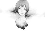  androgynous expressionless flower greyscale hair_flower hair_ornament highres looking_at_viewer monochrome original portrait simple_background sketch tae white_background 
