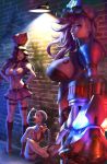  3girls alternate_costume breasts caitlyn_(league_of_legends) cleavage eu03 hat huge_breasts jinx_(league_of_legends) league_of_legends multiple_girls police police_hat police_uniform policewoman sideboob tattooed_breast uniform vi_(league_of_legends) 