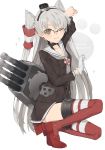  1girl amatsukaze_(kantai_collection) bespectacled brown_eyes glasses gloves hairband hayashi_kewi highres kantai_collection long_hair machinery one_eye_closed silver_hair solo two_side_up 