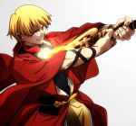 1boy blonde_hair cape fate/stay_night fate_(series) gilgamesh red_eyes sen_(77nuvola) solo sword weapon 