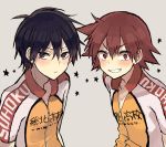  2boys aizawa_mota grin imaizumi_shunsuke male_focus multiple_boys naruko_shoukichi short_hair simple_background smile star upper_body yowamushi_pedal 