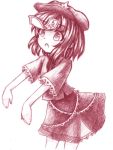  1girl hat miyako_yoshika monochrome ofuda open_mouth outstretched_arms sketch solo touhou yuran_(kuen-hien) zombie_pose 