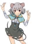  1girl animal_ears capelet gem grey_hair grin jewelry long_sleeves mouse_ears mouse_tail nazrin neckerchief pendant red_eyes see-through shirt skirt smile solo tail tojo_(strit2p) touhou 