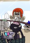  ... 1boy 3girls against_glass aori_(splatoon) bike_shorts black_eyes black_hair blank_stare blue_eyes blue_hair blush chair earrings gameplay_mechanics hair_rings hotaru_(splatoon) inkling jewelry kuromaki_sahara long_hair looking_at_another multiple_girls orange_eyes orange_hair pointy_ears shirt short_hair short_sleeves siblings sisters sitting speech_bubble splatoon spoken_ellipsis staring table tentacle_hair white_hair white_shirt 