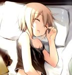  1girl closed_eyes drooling erica_hartmann lowres lying on_side pillow short_hair sleeping solo strike_witches tank_top tsuchii_(ramakifrau) 