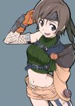  1girl final_fantasy final_fantasy_vii midriff short_hair simple_background solo yuffie_kisaragi 