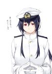  female_admiral_(kantai_collection) gloves hat highres kantai_collection long_hair military military_uniform naval_uniform niwatazumi tatebayashi_sakurako translation_request uniform 