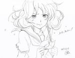  1girl blush clenched_hands commentary_request dated hibike!_euphonium highres monochrome oumae_kumiko potekite solo tears translation_request 