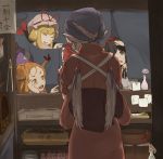  5girls animal_ears bird_wings black_eyes black_hair blonde_hair bottle bow closed_eyes coal flower food_stand gap gourd grill hair_bow hakurei_reimu hat hat_ribbon horn_ribbon horns ibuki_suika japanese_clothes kimono mob_cap multiple_girls mystia_lorelei okamisty okomedaisuki5 oni_horns open_mouth pink_hair ribbon sake_bottle shameimaru_aya smile theft tokin_hat touhou vase wings yakumo_yukari yellow_eyes yukata 