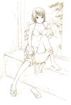  1girl bikini chikyuu_no_houkago monochrome sketch solo swimsuit traditional_media yoshitomi_akihito 