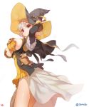  1girl breasts dress hat highres large_breasts original short_hair simple_background solo violet_eyes white_background witch_hat yang-do 