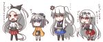  4girls aircraft_carrier_hime aircraft_carrier_water_oni anger_vein armored_aircraft_carrier_hime blue_eyes chibi commentary_request feiton highres hiryuu_(kantai_collection)_(cosplay) kaga_(kantai_collection)_(cosplay) kantai_collection multiple_girls red_eyes shinkaisei-kan shoukaku_(kantai_collection)_(cosplay) tagme taihou_(kantai_collection)_(cosplay) translation_request white_hair wo-class_aircraft_carrier 