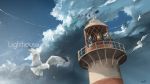  animal artist_name bird clouds jn3 lighthouse no_humans original seagull 