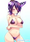  1girl bikini black_hair chihiro_(oimo) eyepatch kantai_collection short_hair swimsuit tenryuu_(kantai_collection) yellow_eyes 