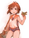  1girl airplane brown_eyes brown_hair i-401_(kantai_collection) kantai_collection ponytail sailor_collar school_swimsuit short_hair suna_kiririto swimsuit 