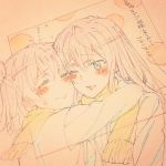  2girls color_trace hug multiple_girls official_art production_art traditional_media yahari_ore_no_seishun_lovecome_wa_machigatteiru. yuigahama_yui yukinoshita_yukino 
