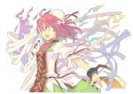  1girl bandages breasts bun_cover chinese_clothes cuffs double_bun flower ibaraki_kasen morino_hon open_mouth pink_eyes pink_hair profile rose short_hair solo tabard touhou 