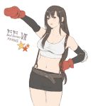  black_hair boxing_gloves earrings final_fantasy final_fantasy_vii iwanai_tomoeju jewelry midriff navel red_eyes skirt suspenders tifa_lockhart 