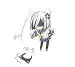  1girl anger_vein angry animal_ears artist_request black_legwear blue_eyes breasts fake_animal_ears fake_animal_tail gloves hair_ornament hair_over_one_eye hairband hairclip hamakaze_(kantai_collection) kantai_collection kemonomimi_mode large_breasts pantyhose pleated_skirt school_uniform serafuku short_hair silver_hair simple_background skirt solo throwing white_background 