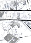  admiral_(kantai_collection) airplane akagi_(kantai_collection) collapsed comic highres japanese_clothes johnnysendai kaga_(kantai_collection) kantai_collection long_hair monochrome multiple_girls side_ponytail thigh-highs translation_request younger 