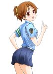  1girl brown_eyes brown_hair dresstrip hirasawa_ui k-on! police police_uniform ponytail short_hair uniform 