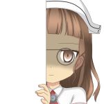  1girl brown_eyes brown_hair glasses hat kantai_collection long_hair looking_at_viewer nagineko peeking_out roma_(kantai_collection) shaded_face simple_background solo transparent_background 