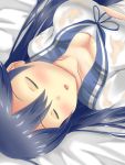  1girl absurdres black_hair blouse breasts cleavage highres kantai_collection long_hair open_mouth school_uniform serafuku sleeping solo ushio_(kantai_collection) wet wet_clothes 