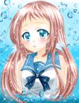  1girl amiguri blue_eyes brown_hair long_hair mukaido_manaka nagi_no_asukara sailor_dress school_uniform serafuku 