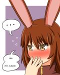  ... 1girl animal_ears blush brown_eyes brown_hair covering_mouth hand_over_own_mouth highres lunarisaileron rabbit rabbit_ears rwby solo velvet_scarlatina 