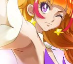  1girl amanogawa_kirara armpits bare_shoulders choker cure_twinkle earrings go!_princess_precure haruyama_kazunori jewelry magical_girl multicolored_hair one_eye_closed precure redhead solo star star_earrings two-tone_hair violet_eyes 