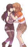  2girls blush casual cheek_kiss heart hibike!_euphonium kiss kousaka_reina multiple_girls nox_(pepperoni) oumae_kumiko pantyhose tagme yuri 