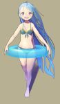  1girl bikini blue_eyes blue_hair hasukawa_isaburou highres innertube kantai_collection samidare_(kantai_collection) swimsuit walking 