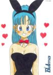  1girl animal_ears blue_eyes blue_hair breasts bulma bunnysuit dragon_ball rabbit_ears solo tagme 