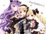 blonde_hair breasts camilla_(fire_emblem_if) cleavage elise_(fire_emblem_if) fire_emblem fire_emblem_if hair_over_one_eye long_hair my_unit_(fire_emblem_if) purple_hair red_eyes shira_yu_ki siblings sisters twintails 