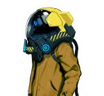  arms_at_sides asgr covered_face helmet highres jacket original respirator simple_background sketch solo white_background 