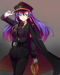 blush captain hat long_hair purple_eyes serena_(yuu-gi-ou_arc-v) uniform violet_hair yu-gi-oou_arc-v