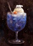  blue cherry cocktail drinking_straw food fruit glass ice_cream ice_cube no_humans nomiya_(no_38) original polar_bear space star star_(sky) 