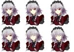  1girl alternate_costume blush bow braid hair_bow izayoi_sakuya kilina looking_at_viewer m.u.g.e.n maid maid_headdress red_eyes saku_(mugen) short_hair silver_hair smile touhou twin_braids upper_body white_background 