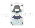  1girl :o artist_name bangs black_hair blush hourglass inside long_hair looking_at_viewer original seraf shannu0506 simple_background skirt solo star stuck tag water white_background yellow_necktie 
