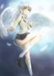 1girl angel_beats! angel_wings blazer humi long_hair school_uniform silver_hair tachibana_kanade wings yellow_eyes 