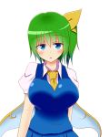  1girl blue_eyes blush breasts commentary_request daiyousei fairy fairy_wings green_hair hair_ribbon highres looking_at_viewer necktie ribbon teera_(tera_zilla) touhou wings 